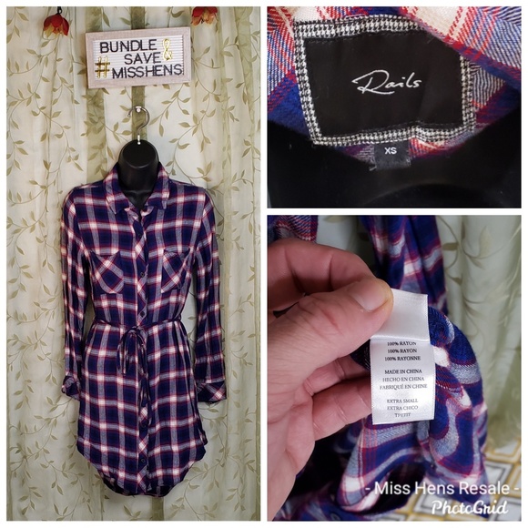 Rails Dresses & Skirts - FLASH SALE** EUC RAILS NAVY WHITE PLAID MINI DRESS